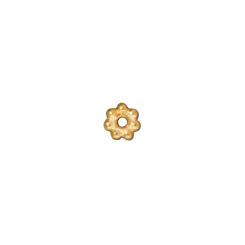 TierraCast 5mm Beaded Daisy Spacer Bead / pewter with a bright gold finish / 93-0421-25