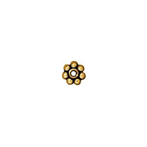 TierraCast 5mm Beaded Daisy Spacer Bead / pewter with antique gold finish / 93-0421-26