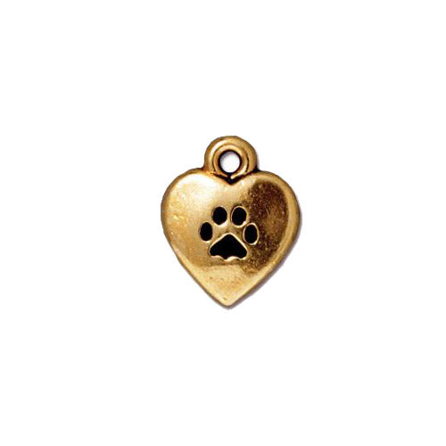 TierraCast Love My Dog Charm / pewter with antique gold finish / reverse view