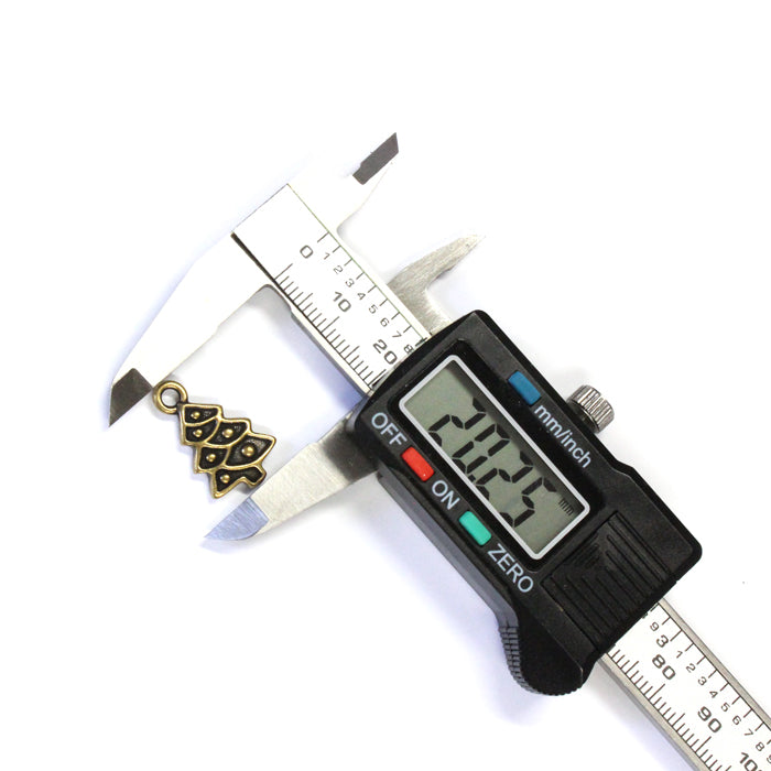 TierraCast Christmas Tree Charm / pewter with an brass oxide finish / measured with calipers