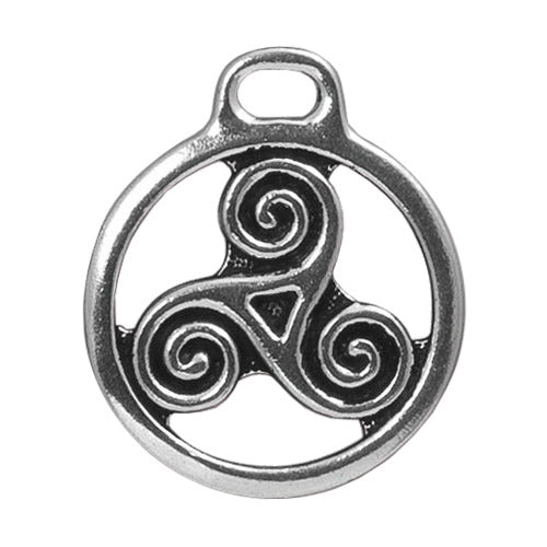 TierraCast 26mm Triskele Charm / pewter with antique silver finish / reverse view
