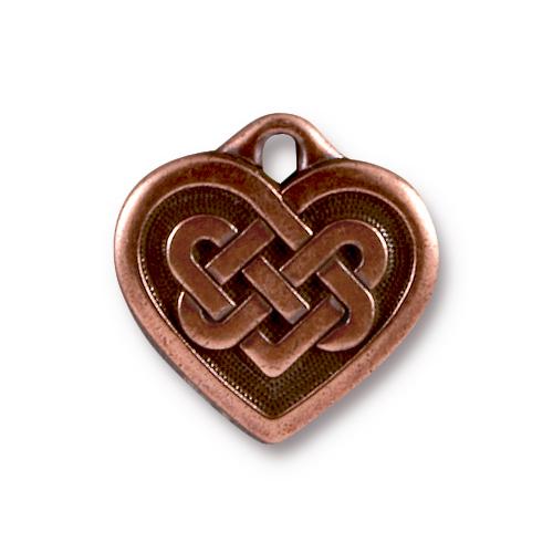 TierraCast 19mm Celtic Heart Charm / pewter with antique copper finish