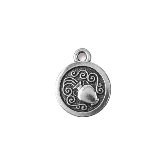 TierraCast Aquarius Zodiac Charm / pewter with antique silver finish / reverse view