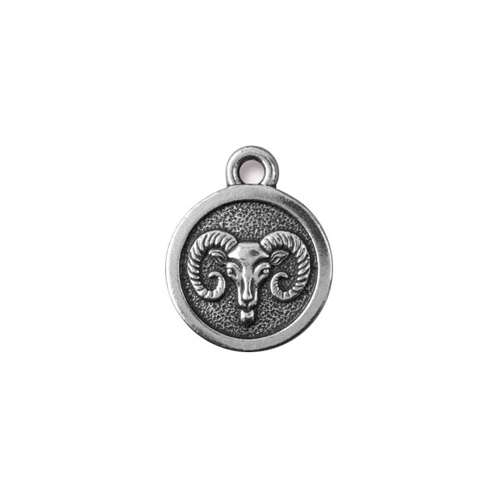TierraCast Aries Zodiac Charm / pewter with antique silver finish / reverse view