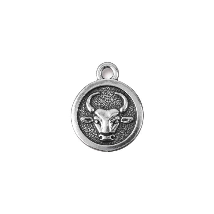 TierraCast Taurus Zodiac Charm / pewter with antique silver finish / reverse view