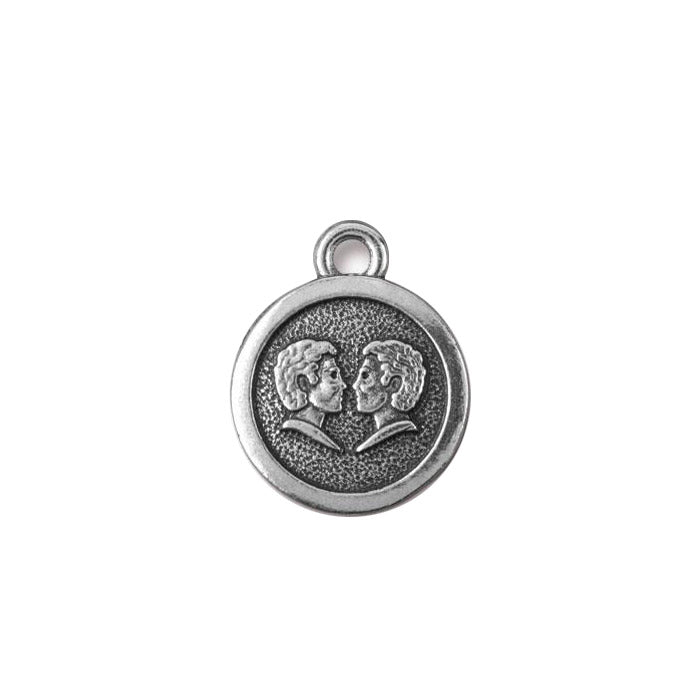 TierraCast Gemini Zodiac Charm / pewter with antique silver finish / reverse view