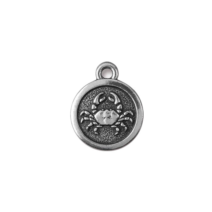TierraCast Cancer Zodiac Charm / pewter with antique silver finish / reverse view