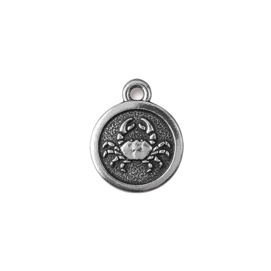 TierraCast Cancer Zodiac Charm / pewter with antique silver finish / reverse view