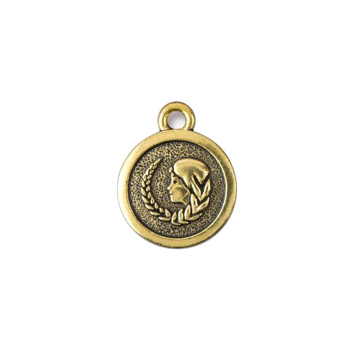 TierraCast Virgo Zodiac Charm / pewter with antique gold finish / reverse view