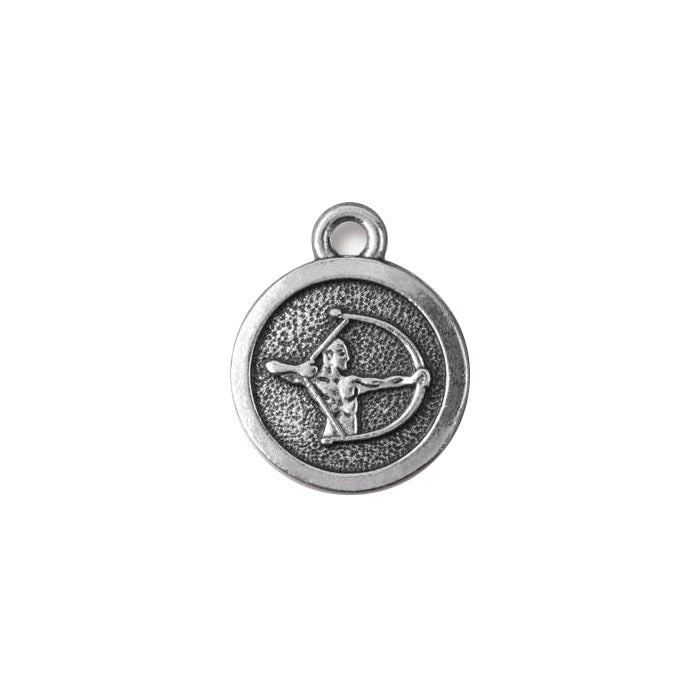 TierraCast Sagittarius Zodiac Charm / pewter with antique silver finish / reverse view