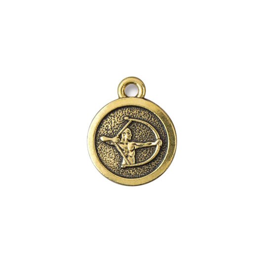 TierraCast Sagittarius Zodiac Charm / pewter with antique gold finish / reverse view