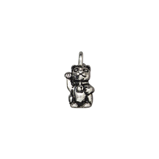 TierraCast 17mm Beckoning Kitty Charm / pewter with antique silver finish / front view