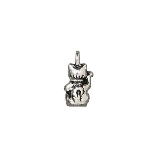 TierraCast 17mm Beckoning Kitty Charm / pewter with antique silver finish / reverse view