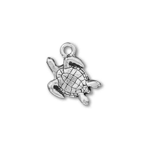 TierraCast Sea Turtle Charm / pewter with antique silver finish / reverse view