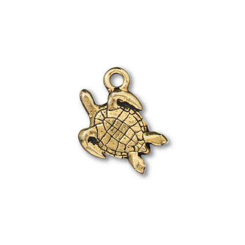 TierraCast Sea Turtle Charm / pewter with antique gold finish / reverse view