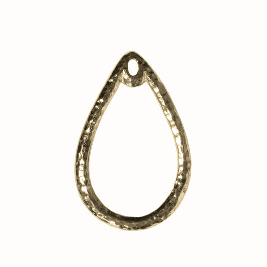 TierraCast Stitch-around Teardrop Charm / 2 Pack / plated pewter with a bright gold finish