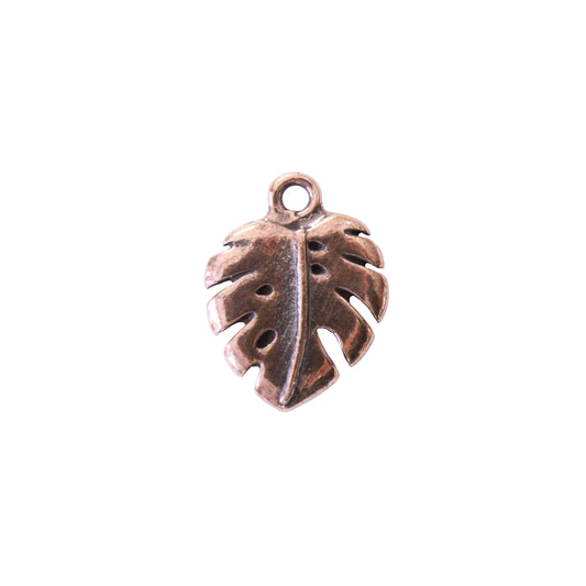 TierraCast Monstera Charm / pewter with antique copper finish / reverse view