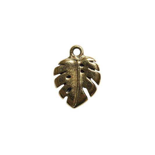 TierraCast Monstera Charm / 5 Pack / pewter with antique gold finish