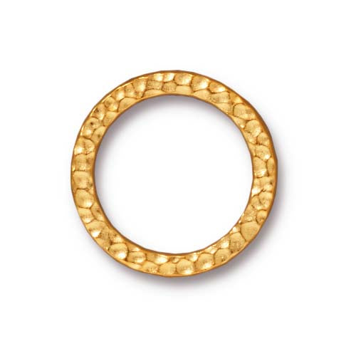 TierraCast 19mm Hammertone Ring Link / pewter with a bright gold finish