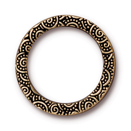 TierraCast 25mm Spiral Ring Link / pewter with antique gold finish