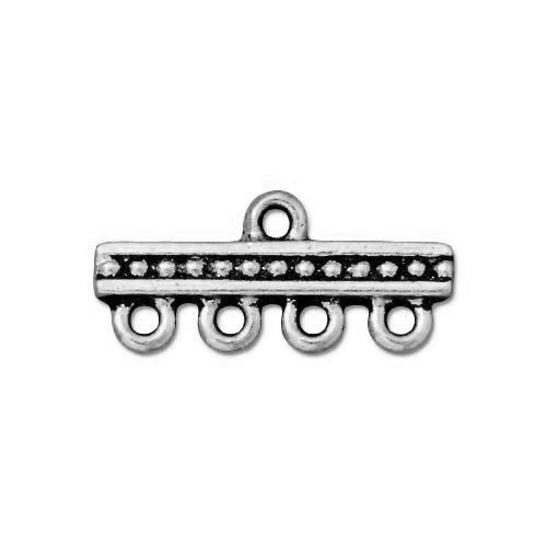 TierraCast Beaded Bar 4-to-1 Link — Antique Silver