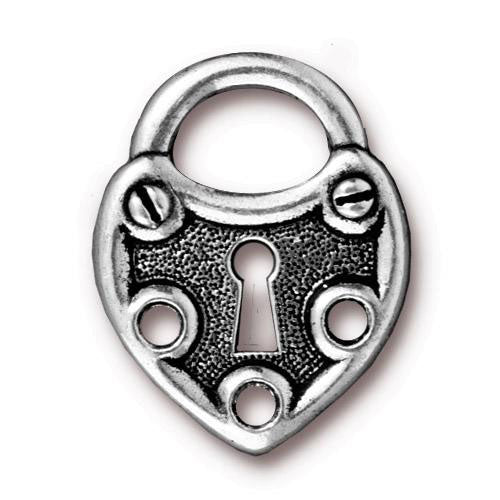 TierraCast Link Lock Charm/ pewter with antique silver finish
