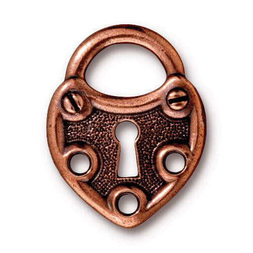 TierraCast Link Lock Charm / pewter with antique copper finish