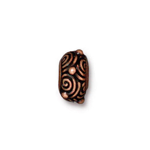 TierraCast Spiral Euro Bead / pewter with antique copper finish / large hole bead / side view