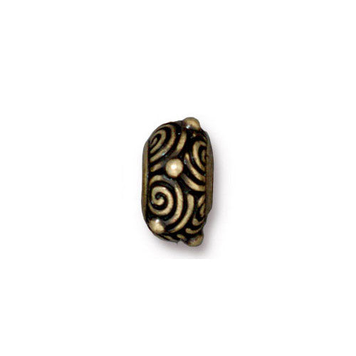 TierraCast Spiral Euro Bead / pewter with brass oxide finish / large hole bead / side view