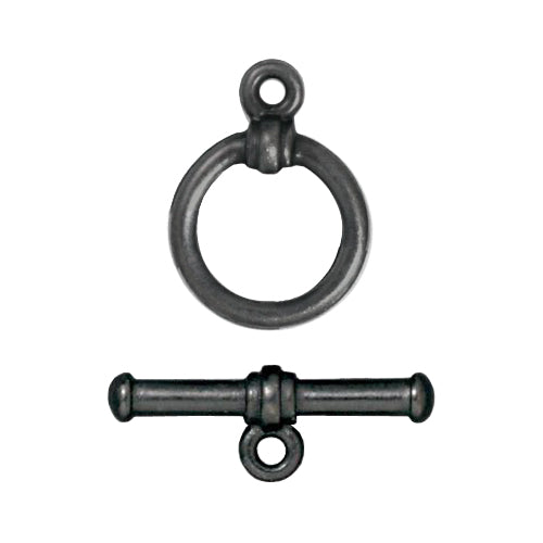 TierraCast Bar & Ring Toggle Clasp / pewter with a black finish