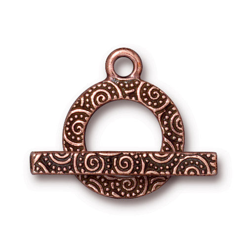 TierraCast Spiral Toggle Clasp / pewter with antique copper finish