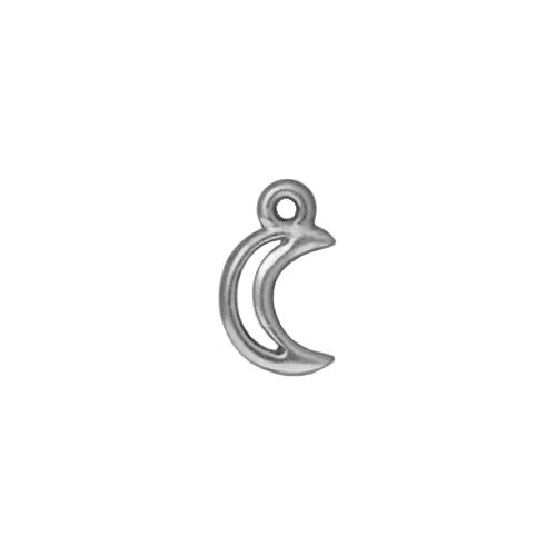 TierraCast Open Crescent Moon Charm / plated pewter with a white bronze finish