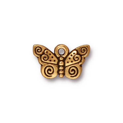 TierraCast Spiral Butterfly Charm / pewter with antique gold finish / 94-2162-26