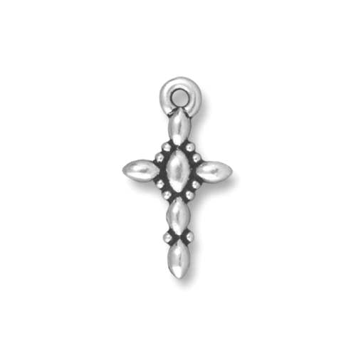 TierraCast Decorative Cross Charm / 10 Pack / pewter with antique silver finish