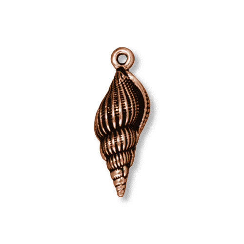TierraCast 24mm Spindle Shell Charm / 5 Pack / pewter with antique copper finish