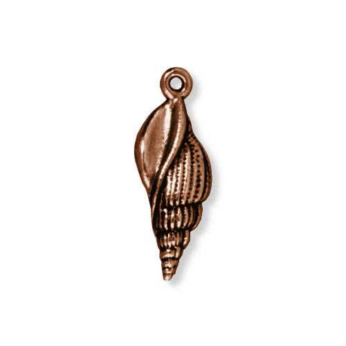 TierraCast 24mm Spindle Shell Charm / 5 Pack / pewter with antique copper finish