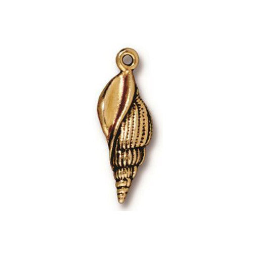 TierraCast 24mm Spindle Shell Charm / 5 Pack / pewter with antique gold finish