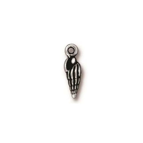 TierraCast 15mm Spindle Shell Charm / pewter with antique silver finish / 94-2234-12