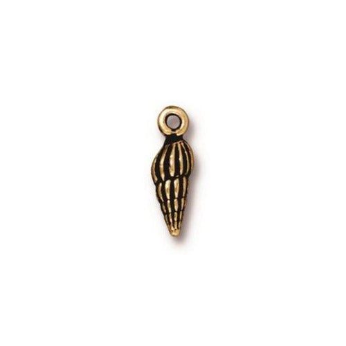 TierraCast 15mm Spindle Shell Charm / 10 Pack / pewter with antique gold finish