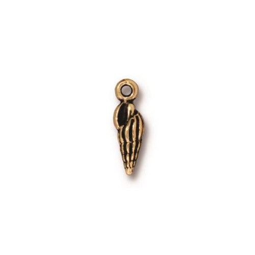 TierraCast 15mm Spindle Shell Charm / 10 Pack / pewter with antique gold finish