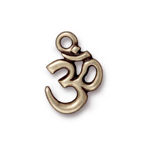 TierraCast 18mm OM Charm / plated pewter with a brass oxide finish / 94-2298-27