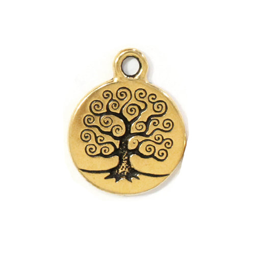 TierraCast 19mm Tree of Life Charm / 10 Pack / pewter with antique gold finish