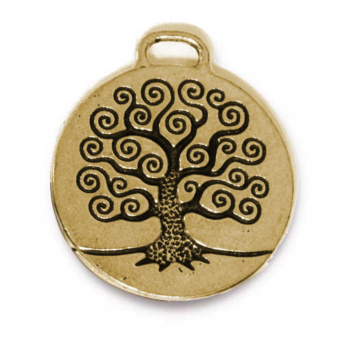 TierraCast 26mm Tree of Life Pendant / 5 Pack / pewter with antique gold finish