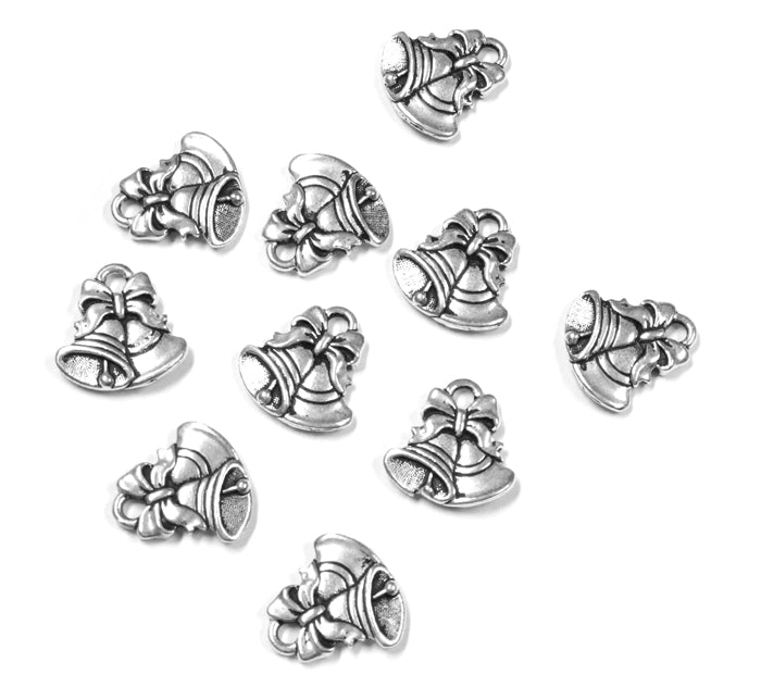 TierraCast Christmas Bells Charm / pewter with antique silver finish / 94-2349-12