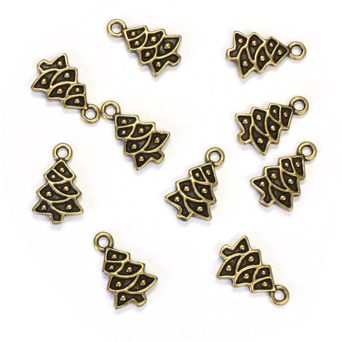 TierraCast Christmas Tree Charm / pewter with an brass oxide finish / 94-2353-27