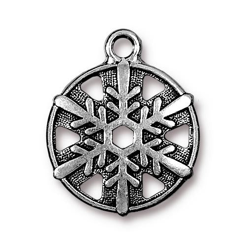 TierraCast 24mm Snowflake Charm  / pewter with antique silver finish