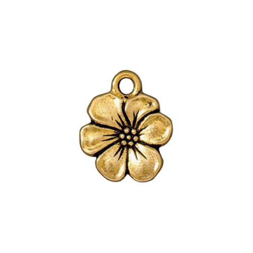 TierraCast Apple Blossom Charm / pewter with antique gold finish