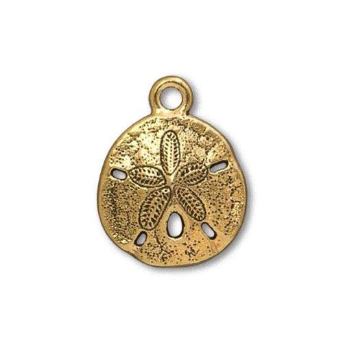TierraCast Sand Dollar Charm / pewter with antique gold finish / 94-2449-26