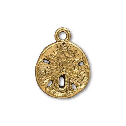 TierraCast Sand Dollar Charm / pewter with antique gold finish / 94-2449-26