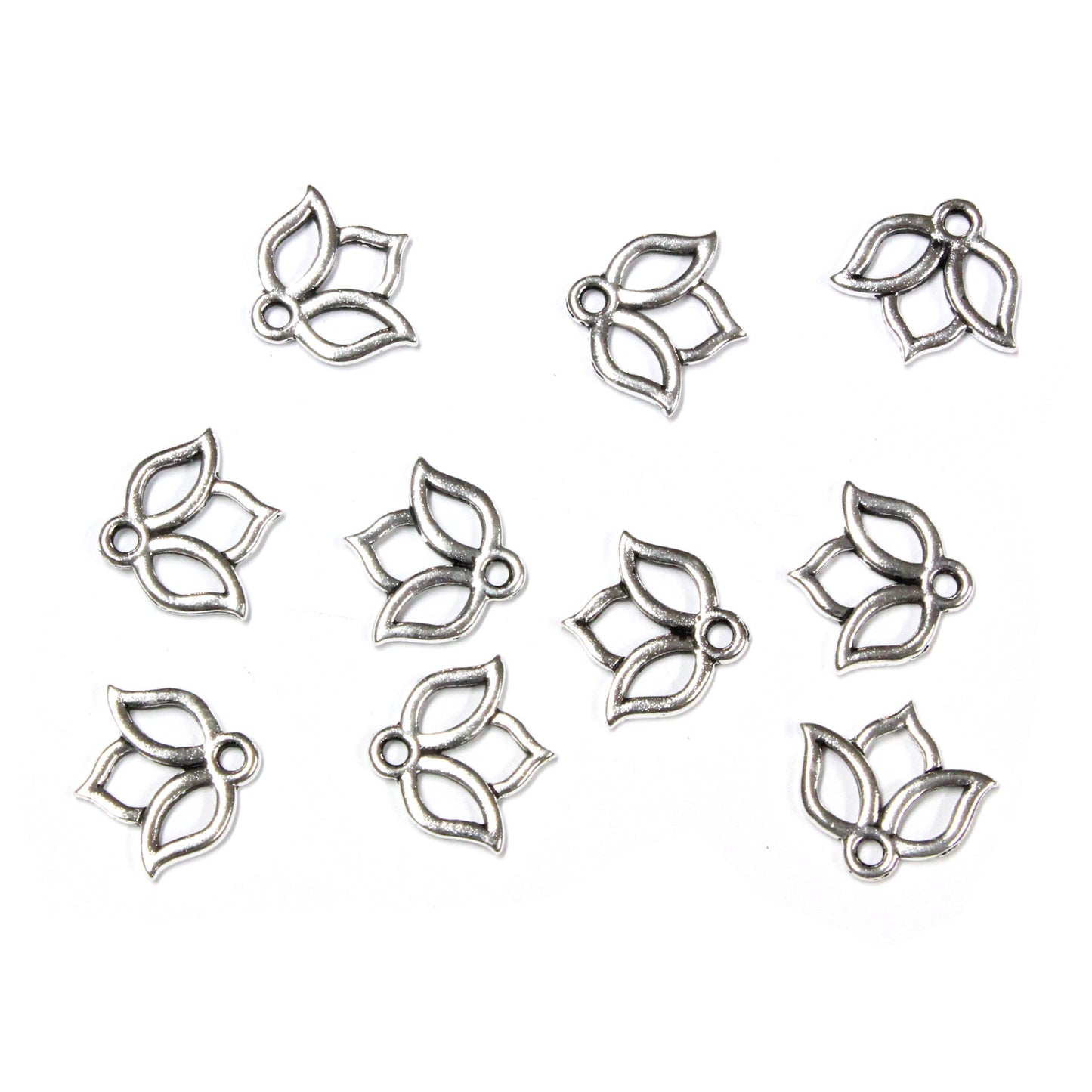 TierraCast Open Lotus Charm / 10 Pack / pewter with antique silver finish
